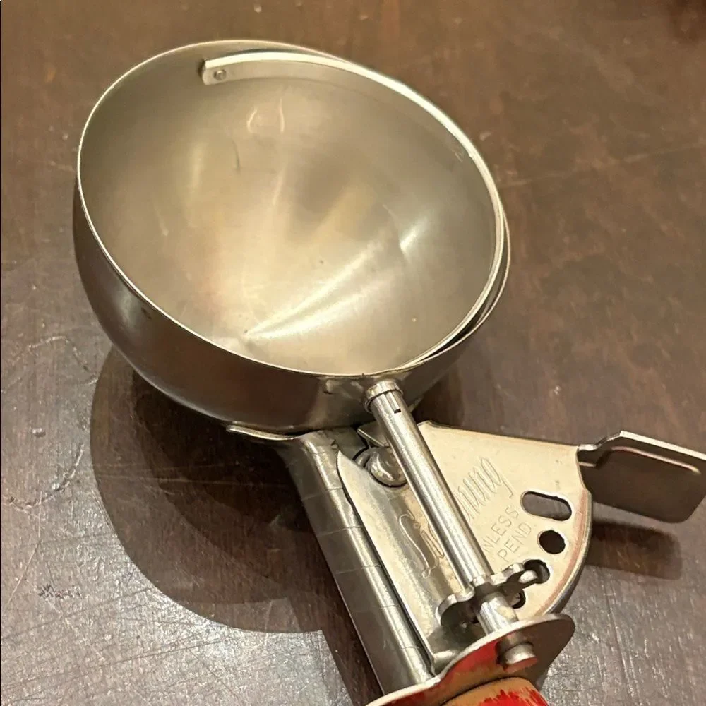 Vintage Ice Cream Scoop with Red Wood Handle